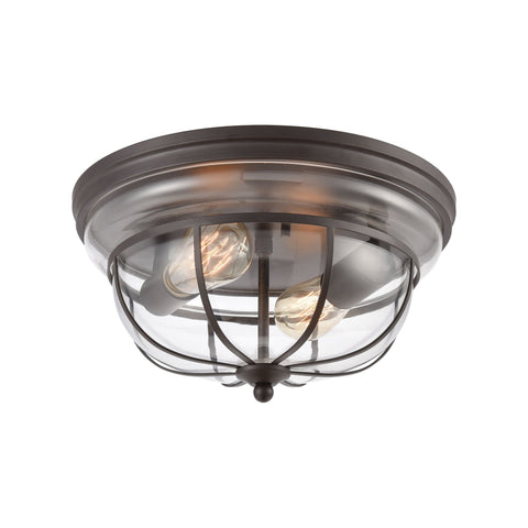 Manhattan Boutique 2-Light Flush Mount in Oil Rubbed Bronze with Clear Glass Ceiling Elk Lighting 