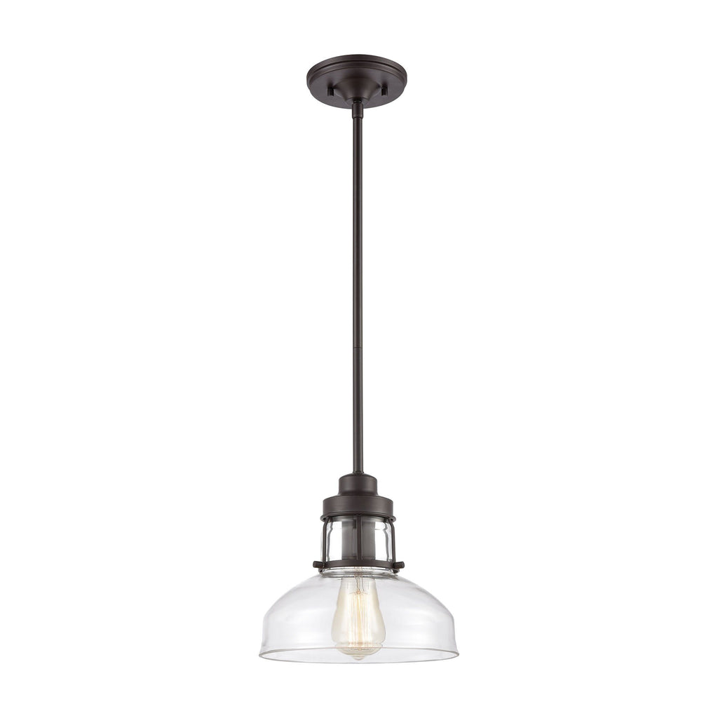 Manhattan Boutique 1-Light Mini Pendant in Oil Rubbed Bronze with Clear Glass Ceiling Elk Lighting 