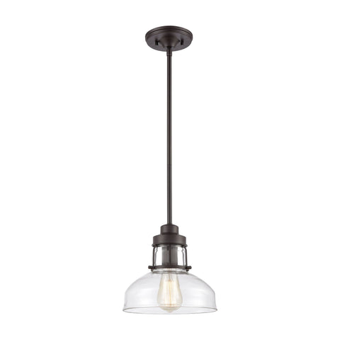 Manhattan Boutique 1-Light Mini Pendant in Oil Rubbed Bronze with Clear Glass Ceiling Elk Lighting 