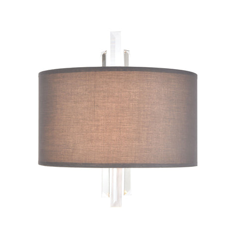 Crystal Falls 2-Light Sconce in Satin Nickel with Graphite Fabric Shade Wall Elk Lighting 