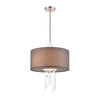Crystal Falls 3-Light Pendant in Satin Nickel with Graphite Fabric Shade Ceiling Elk Lighting 