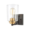 Robins 1-Light Vanity Light in Matte Black with Clear Glass Wall Elk Lighting 