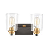 Robins 2-Light Vanity Light in Matte Black with Clear Glass Wall Elk Lighting 