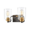 Robins 2-Light Vanity Light in Matte Black with Clear Glass Wall Elk Lighting 