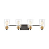 Robins 4-Light Vanity Light in Matte Black with Clear Glass Wall Elk Lighting 