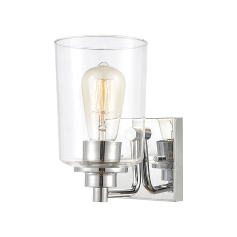 Robins 1-Light Vanity Light in Polished Chrome with Clear Glass Wall Elk Lighting 