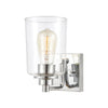 Robins 1-Light Vanity Light in Polished Chrome with Clear Glass Wall Elk Lighting 