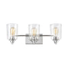 Robins 3-Light Vanity Light in Polished Chrome with Clear Glass Wall Elk Lighting 