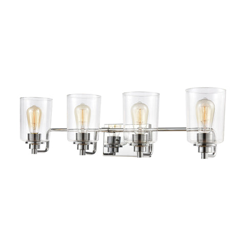 Robins 4-Light Vanity Light in Polished Chrome with Clear Glass Wall Elk Lighting 