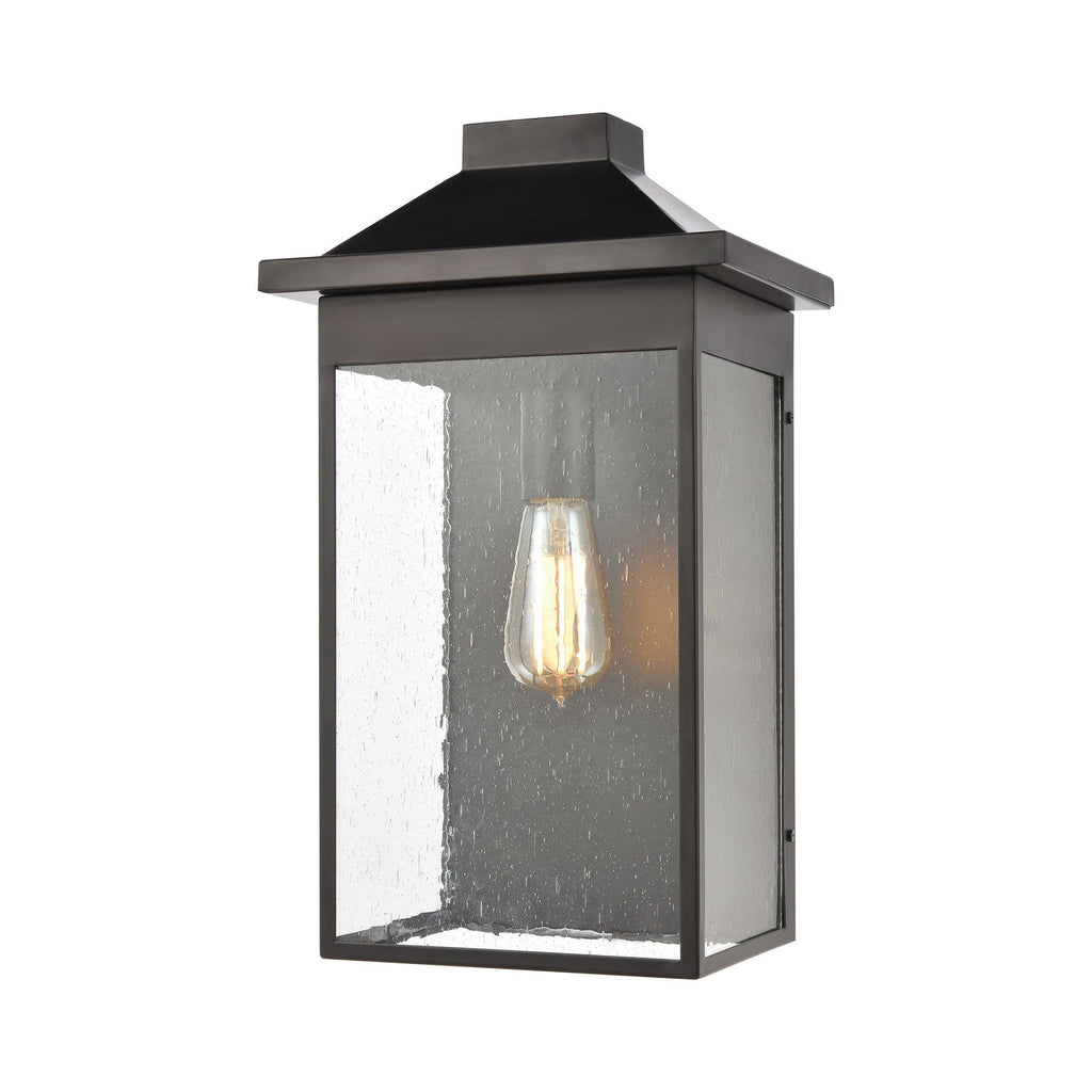 Lamplighter 1-Light Sconce in Matte Black with Seedy Glass Wall Elk Lighting 