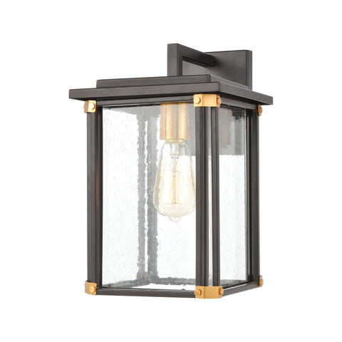 Vincentown 1-Light Sconce in Matte Black with Seedy Glass Wall Elk Lighting 
