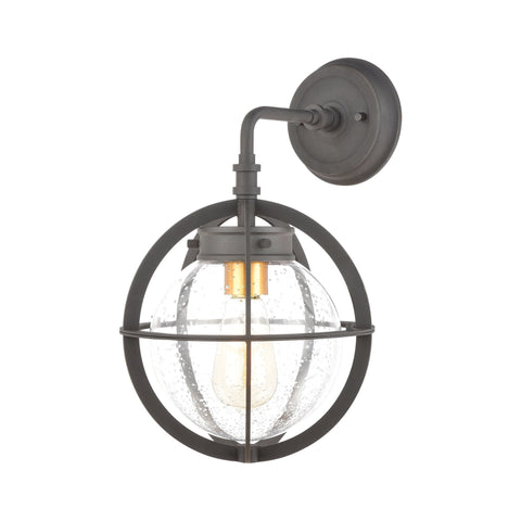 Davenport 1-Light Sconce in Charcoal with Seedy Glass Wall Elk Lighting 