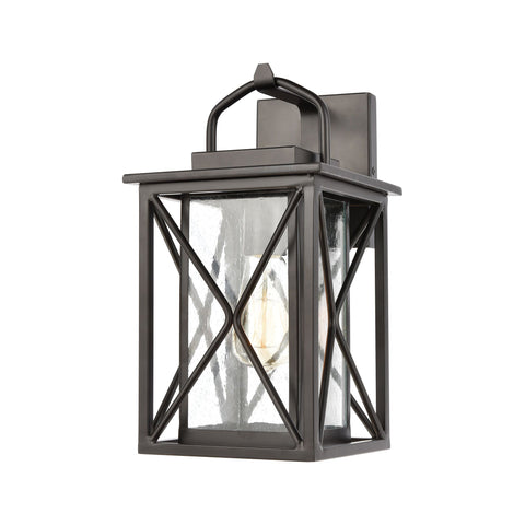 Carriage Light 1-Light Sconce in Matte Black with Seedy Glass Wall Elk Lighting 