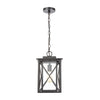 Carriage Light 1-Light Hanging in Matte Black with Seedy Glass Outdoor Elk Lighting 