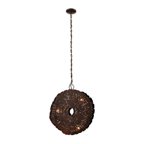 Organic Metal 19"w Etched Disk Chandelier Ceiling Dimond Home 