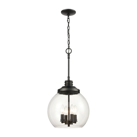 Chandra 4-Light Pendant in Matte Black with Clear Glass