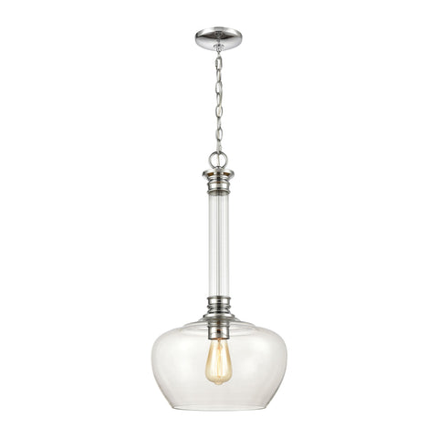 Glasgow 1-Light Pendant in Polished Chrome with Clear Glass