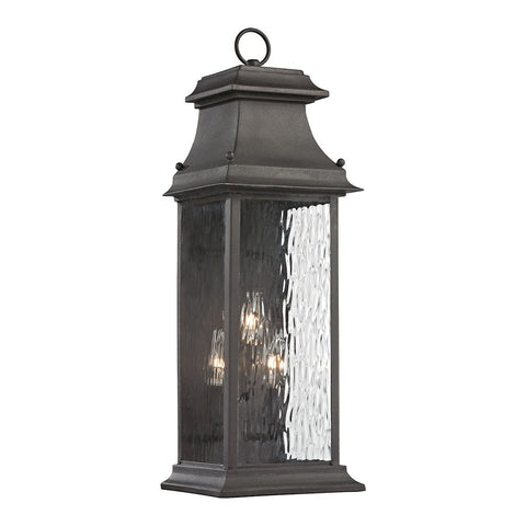 Forged Provincial 3 Light Outdoor Sconce In Charcoal Outdoor Wall Elk Lighting 