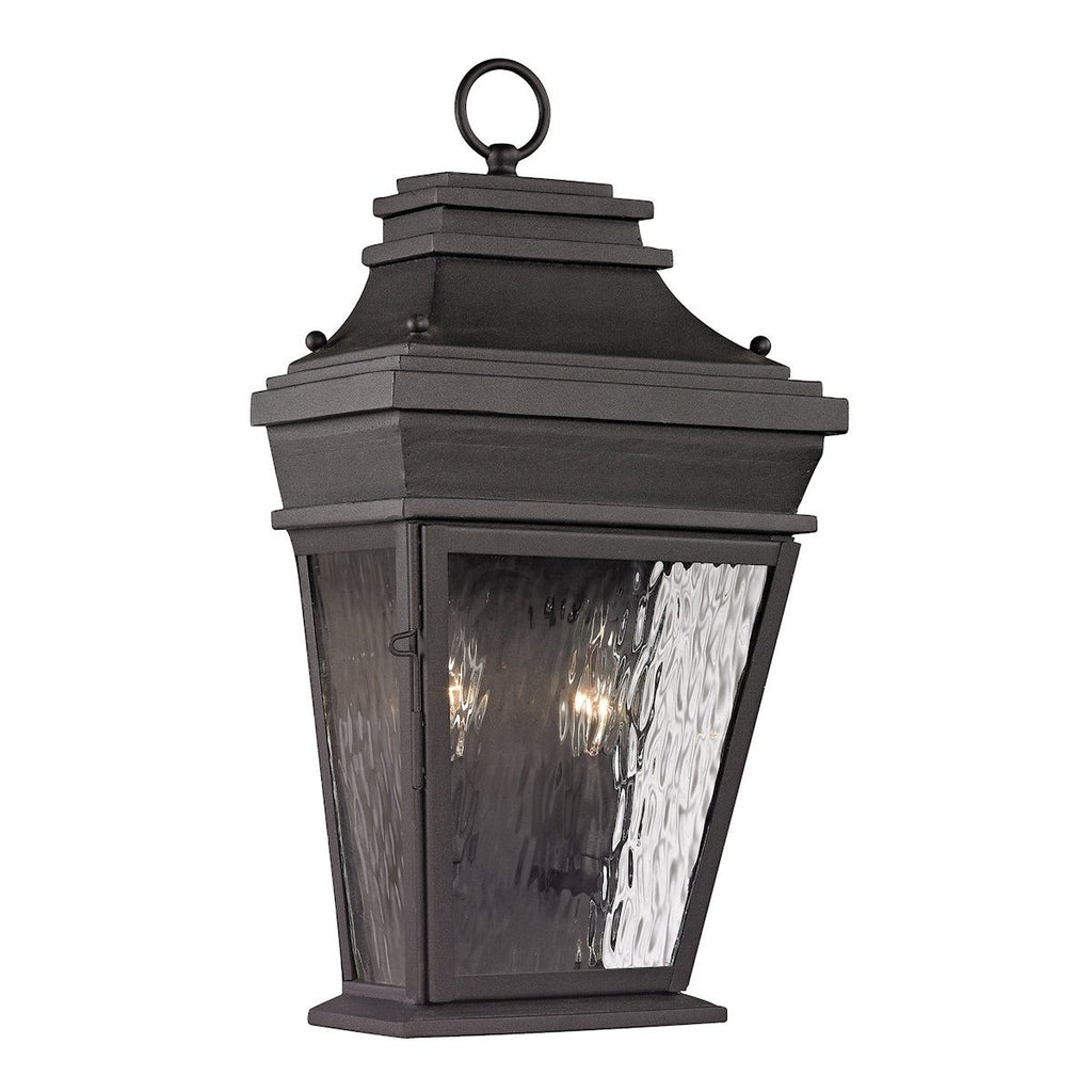 Forged Provincial 2 Light Outdoor Sconce In Charcoal Outdoor Wall Elk Lighting 