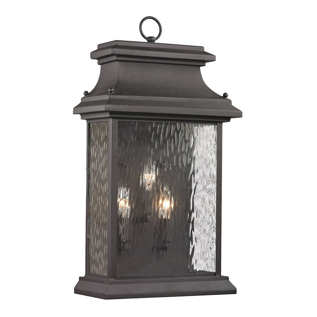 Forged Provincial 3 Light Outdoor Sconce In Charcoal Outdoor Wall Elk Lighting 