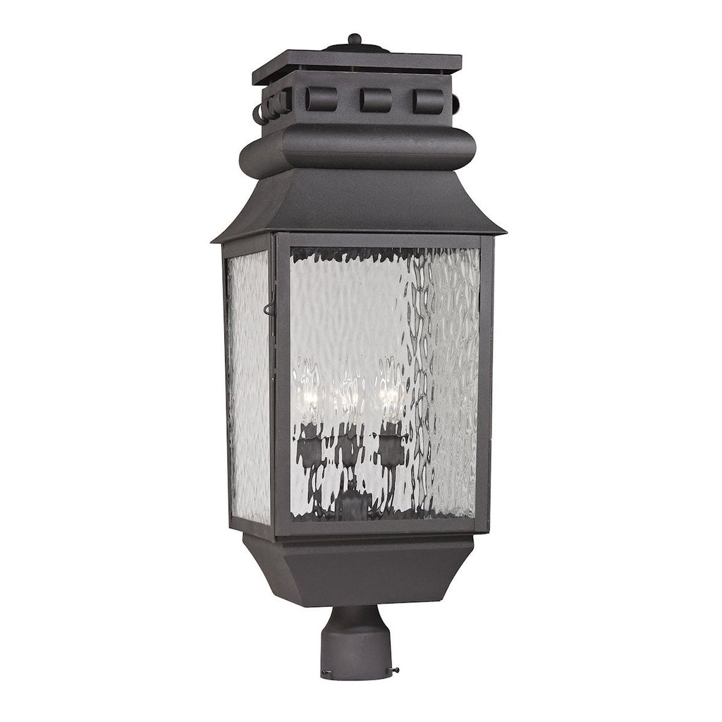 Forged Lancaster 3 Light Outdoor Post Lamp In Charcoal Outdoor Post Elk Lighting 