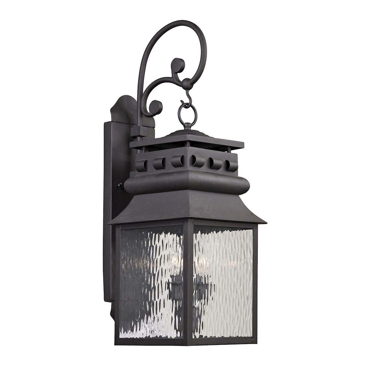 Forged Lancaster 2 Light Outdoor Sconce In Charcoal Outdoor Wall Elk Lighting 
