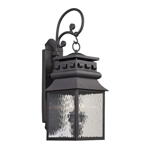 Forged Lancaster 2 Light Outdoor Sconce In Charcoal Outdoor Wall Elk Lighting 