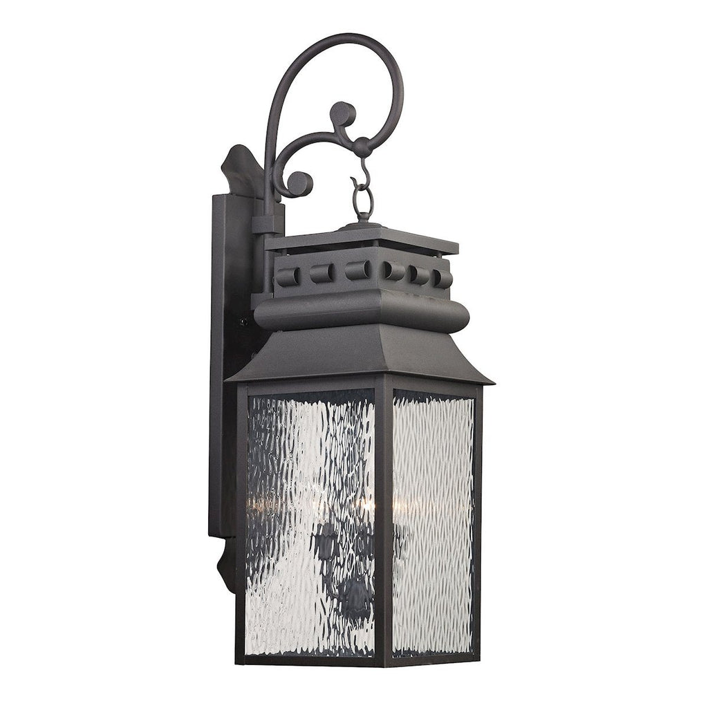 Forged Lancaster 3 Light Outdoor Sconce In Charcoal Outdoor Wall Elk Lighting 