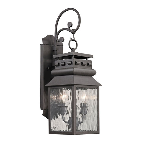 Forged Lancaster 2 Light Outdoor Sconce In Charcoal Outdoor Wall Elk Lighting 