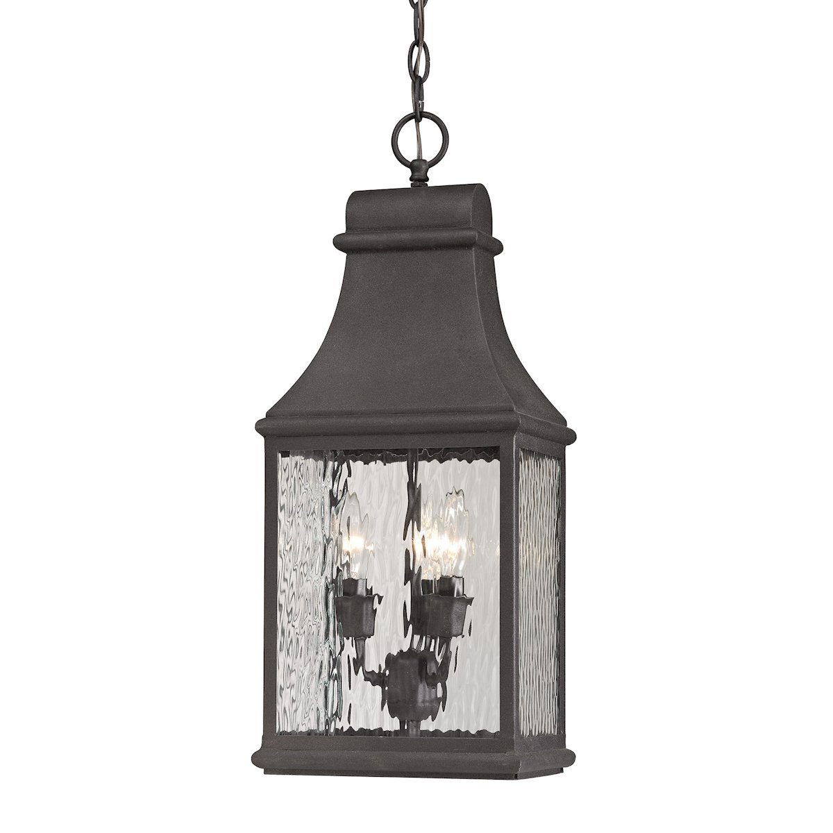 Forged Jefferson 3 Light Outdoor Pendant In Charcoal Outdoor Elk Lighting 