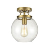 Bernice 1-Light Semi Flush in Brushed Antique Brass with Clear Glass
