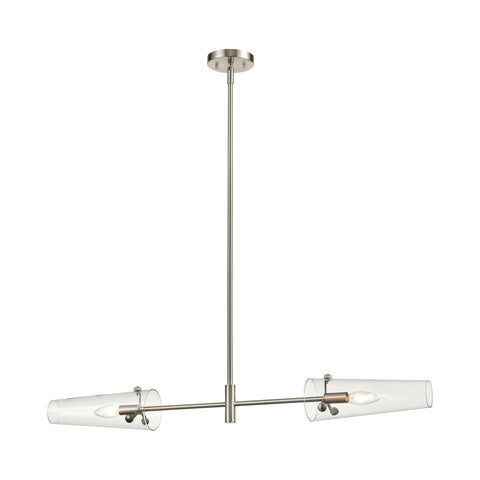 Valante 2-Light Island Light in Satin Nickel with Clear Glass