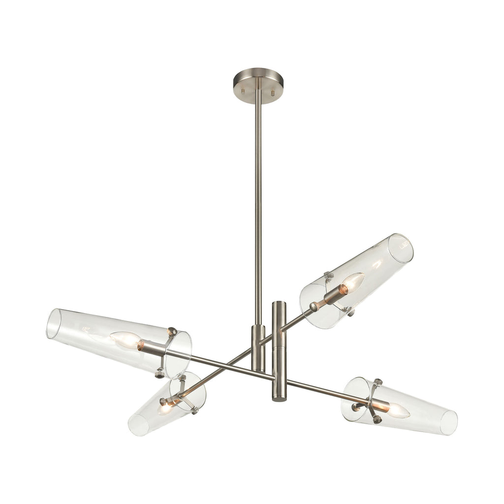 Valante 4-Light Chandelier in Satin Nickel with Clear Glass