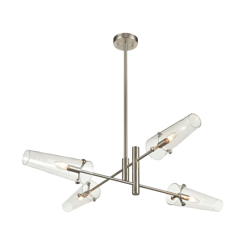 Valante 4-Light Chandelier in Satin Nickel with Clear Glass