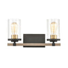 Geringer 2-Light Vanity Light in Charcoal and Beechwood with Seedy Glass