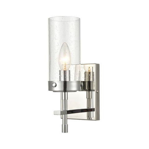 Melinda 1-Light Sconce in Polished Chrome with Seedy Glass