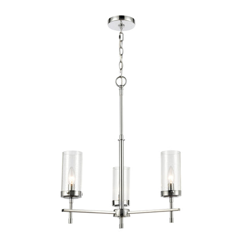 Melinda 3-Light Chandelier in Polished Chrome with Seedy Glass