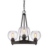 Galveston 3 Light Chandelier in Rubbed Bronze with Seeded Glass Ceiling Golden Lighting 