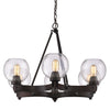 Galveston 6 Light Chandelier in Rubbed Bronze with Seeded Glass Ceiling Golden Lighting 