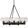 Galveston 9 Light Chandelier in Rubbed Bronze with Seeded Glass Ceiling Golden Lighting 