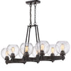 Galveston 8 Light Linear Pendant in Rubbed Bronze with Seeded Glass Ceiling Golden Lighting 