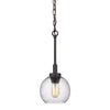 Galveston Mini Pendant in Rubbed Bronze with Seeded Glass Ceiling Golden Lighting 