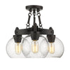 Galveston 18"w Semi-Flush in Rubbed Bronze with Seeded Glass Ceiling Golden Lighting 