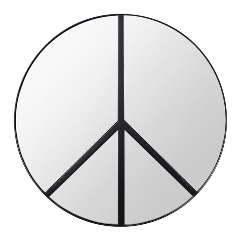 Paz 30-in Round Peace Sign Accent Mirror in Black