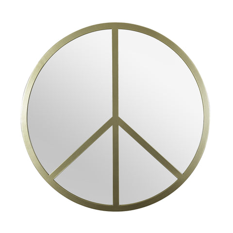 Paz 30-in Round Peace Sign Accent Mirror in Gold Mirrors Varaluz 