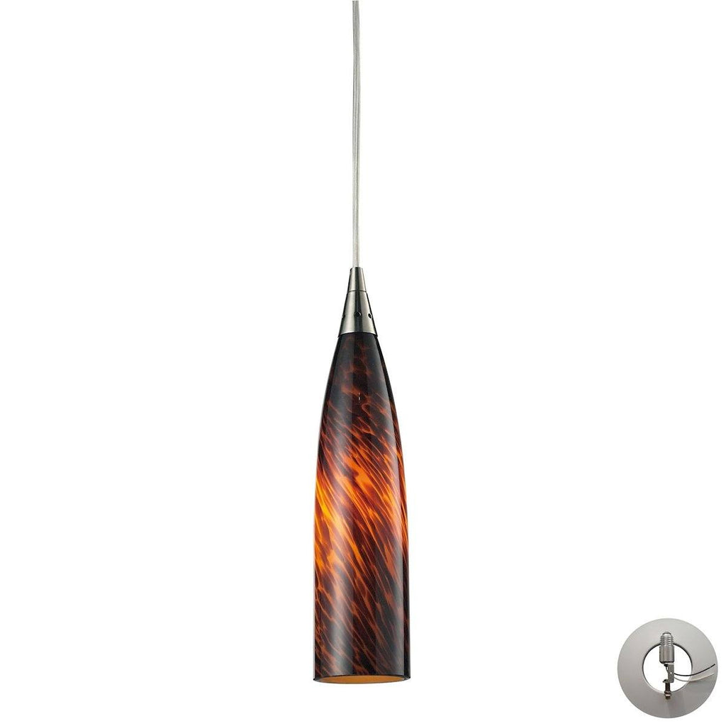 Lungo Pendant In Satin Nickel And Espresso Glass - Includes Recessed Lighting Kit Ceiling Elk Lighting 