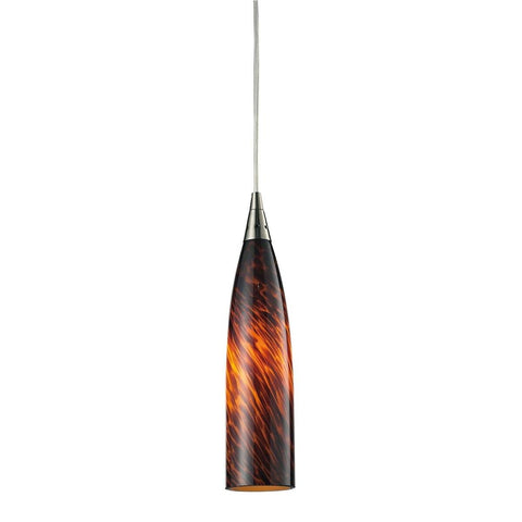 Lungo LED Pendant In Satin Nickel And Espresso Glass Ceiling Elk Lighting 