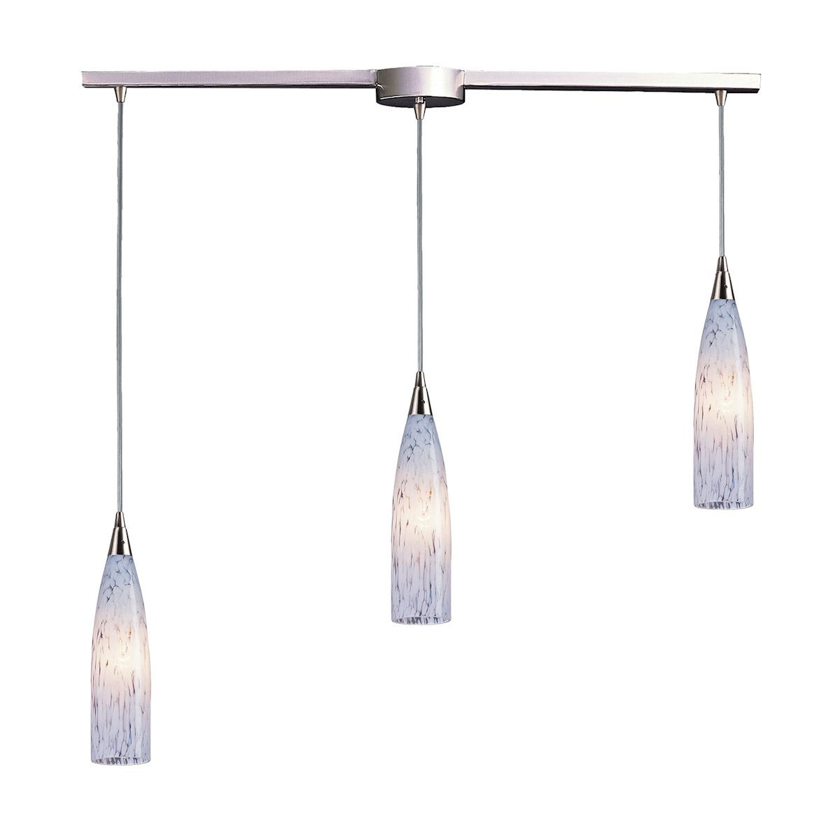 Lungo 3 Light Pendant In Satin Nickel And Snow White Glass Ceiling Elk Lighting 