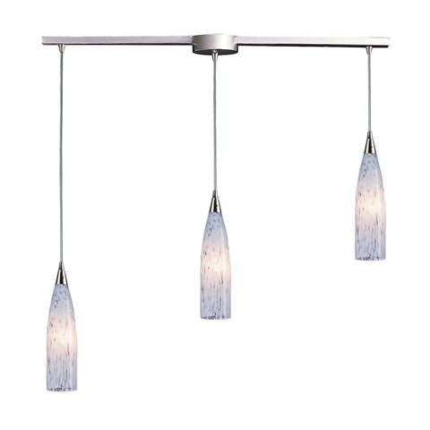 Lungo 3 Light Pendant In Satin Nickel And Snow White Glass Ceiling Elk Lighting 