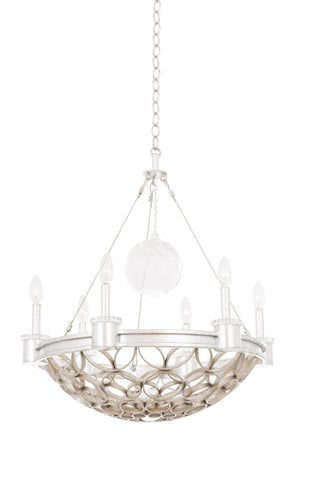 Loveland 6 Light Gold Silver Leaf 24"w Chandelier Ceiling Kalco 